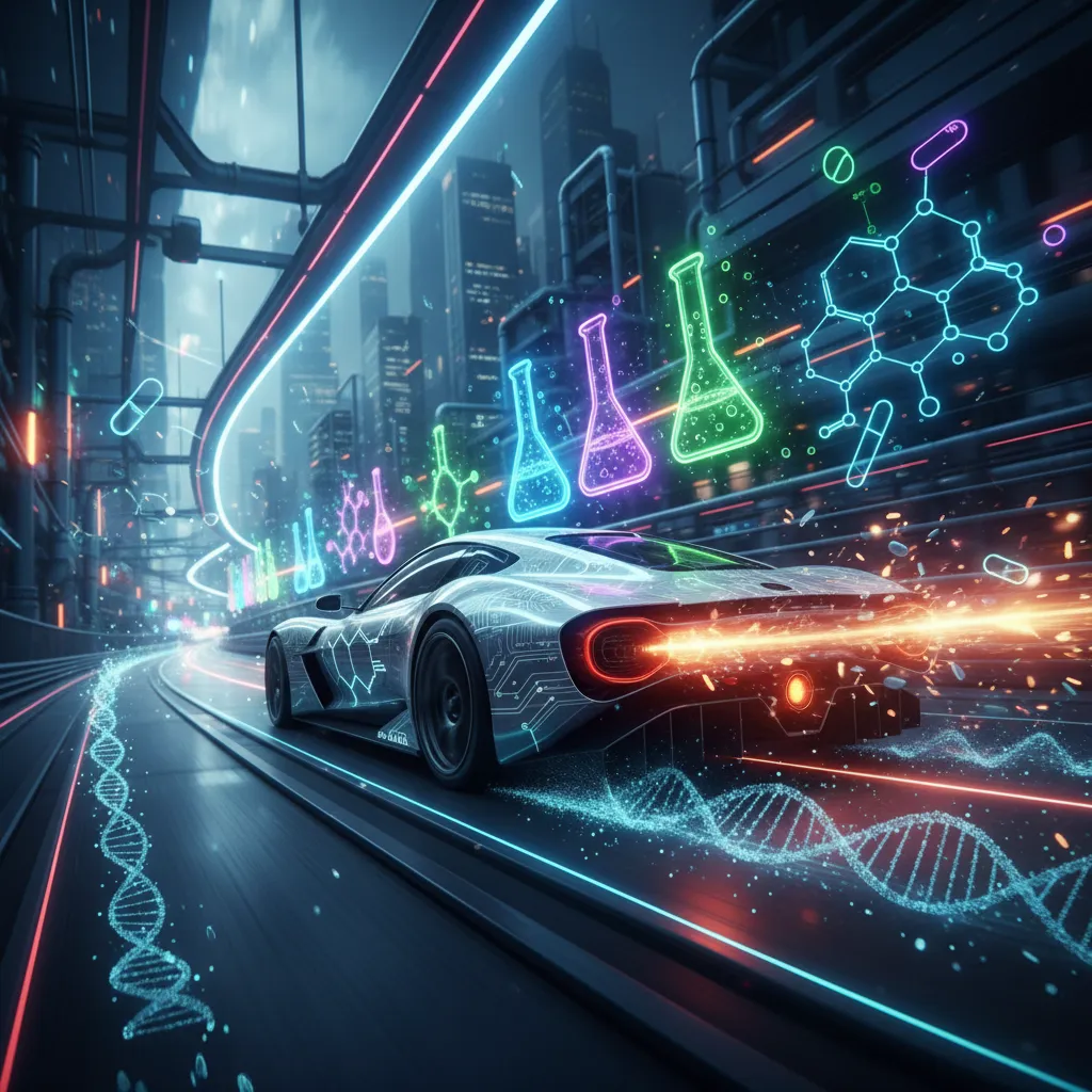 Race car symbolizing accelerated drug development