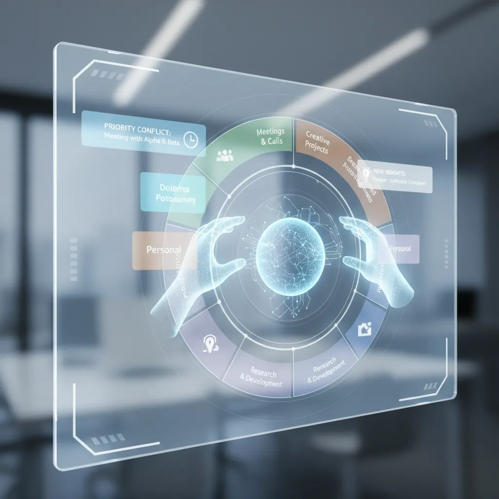 AI agent organizing a complex digital calendar and tasks