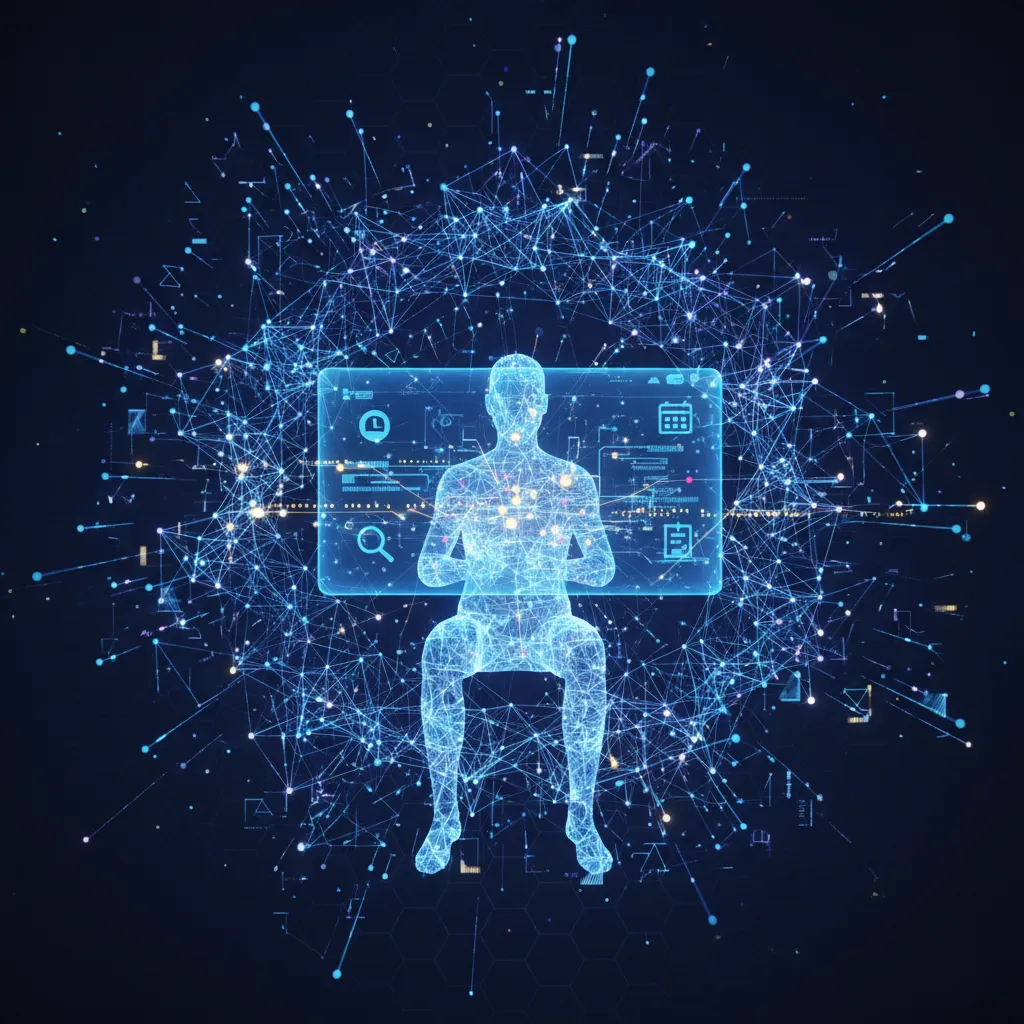 Abstract representation of AI agents automating tasks