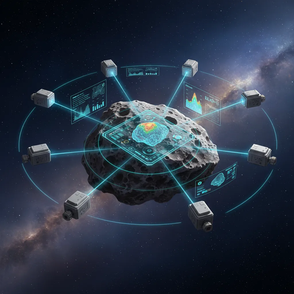 AI satellites mapping an asteroid