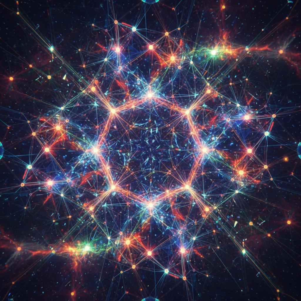 An abstract visualization of neural networks on a nebula, symbolizing AI in cosmic data.