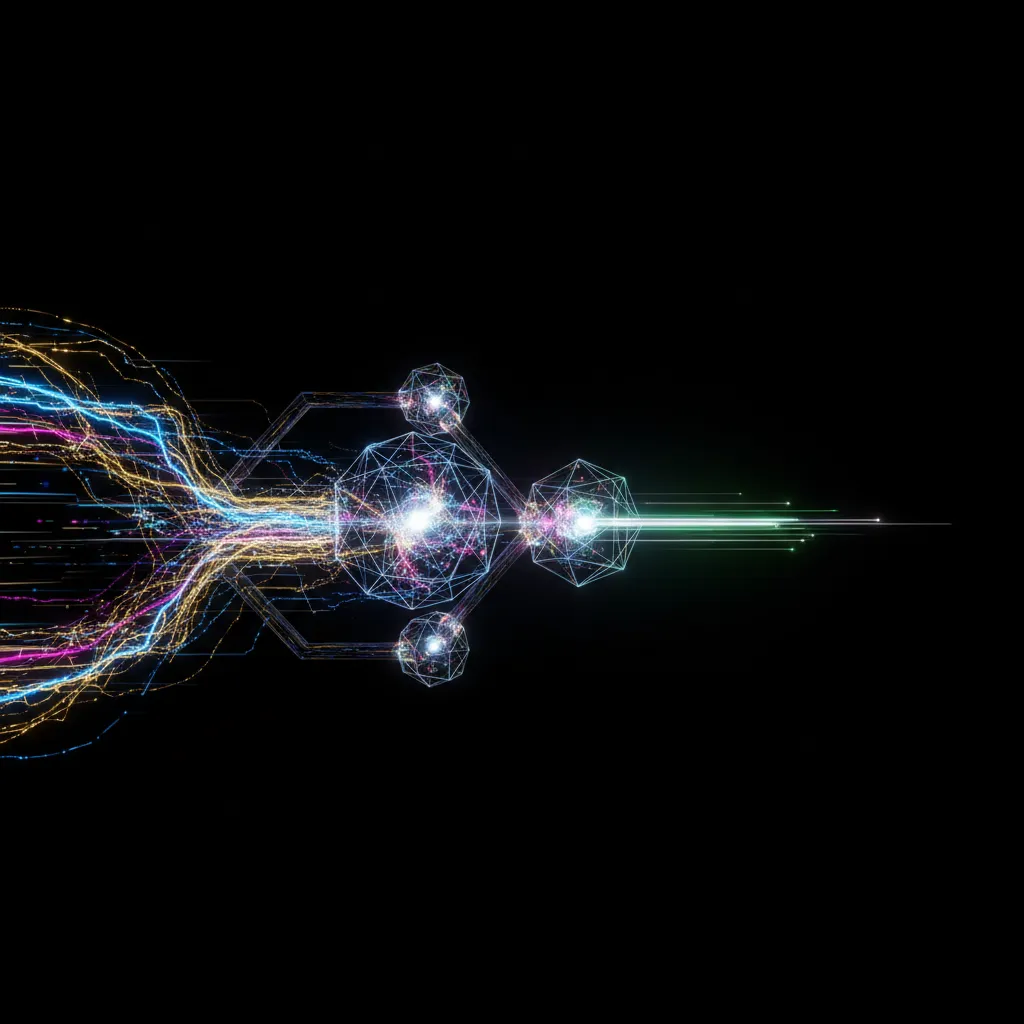 Abstract visualization of AI processing data for efficiency