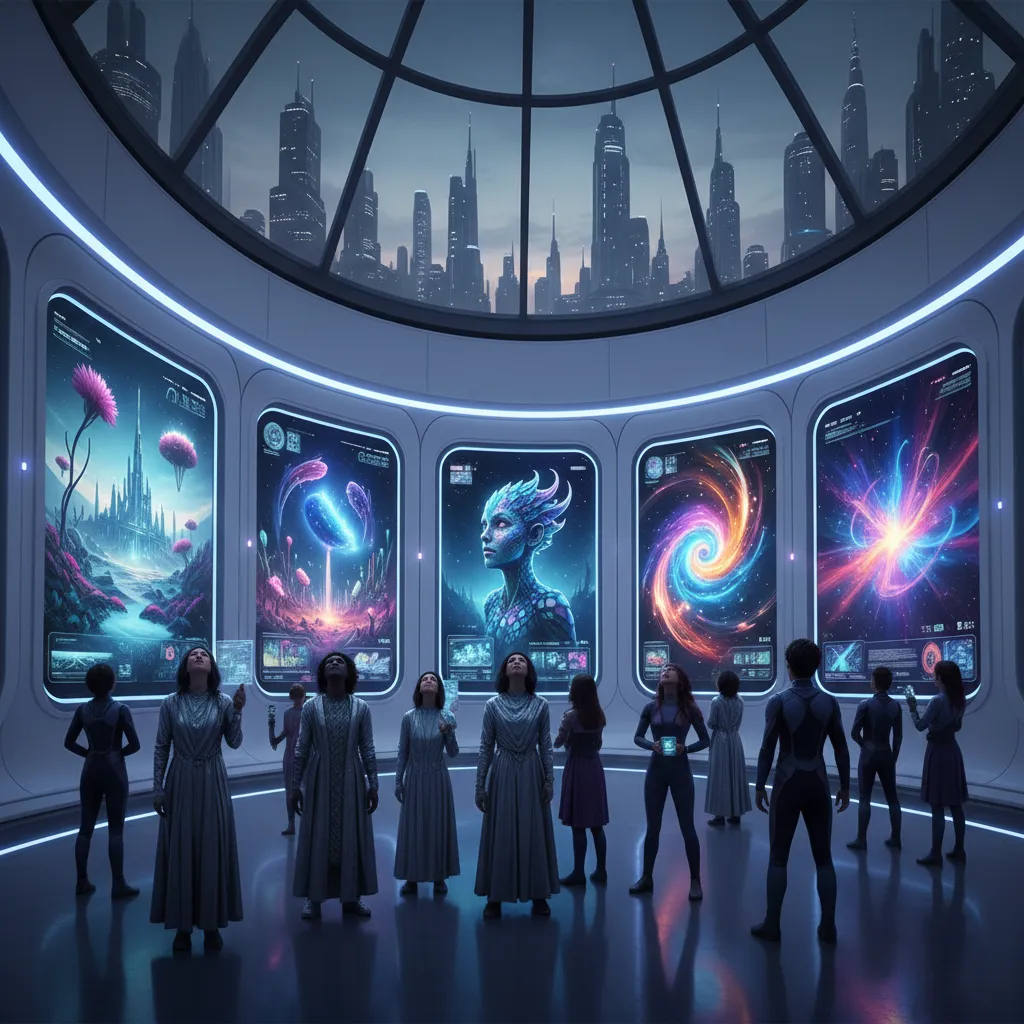 Digital art gallery showcasing hyper-realistic AI artworks