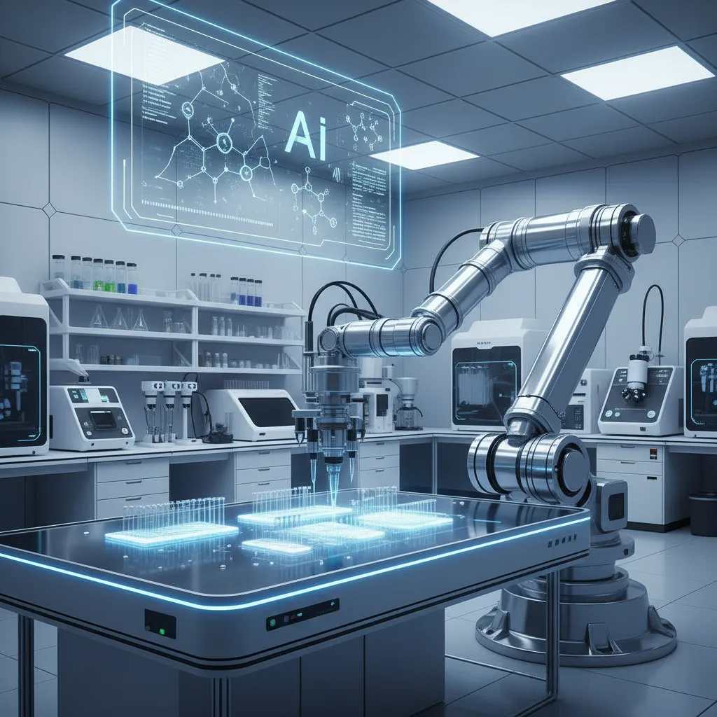AI robot in lab for drug discovery