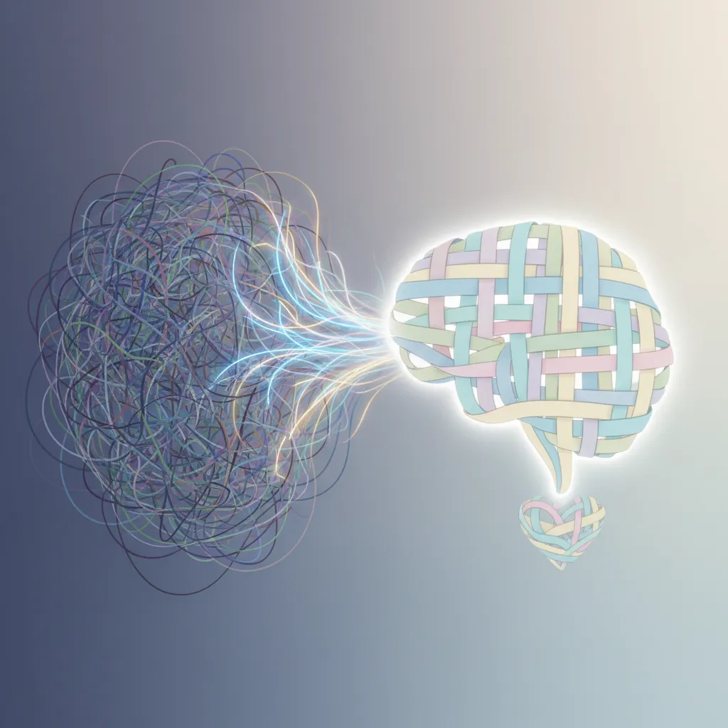 Abstract art representing AI untangling thoughts