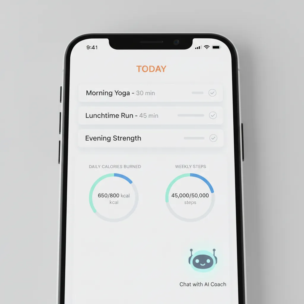 AI fitness app dashboard on smartphone