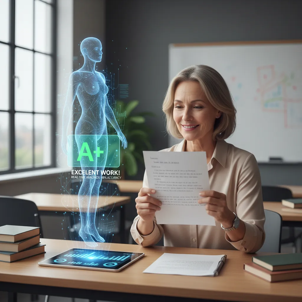 AI assistant helping teacher with grading