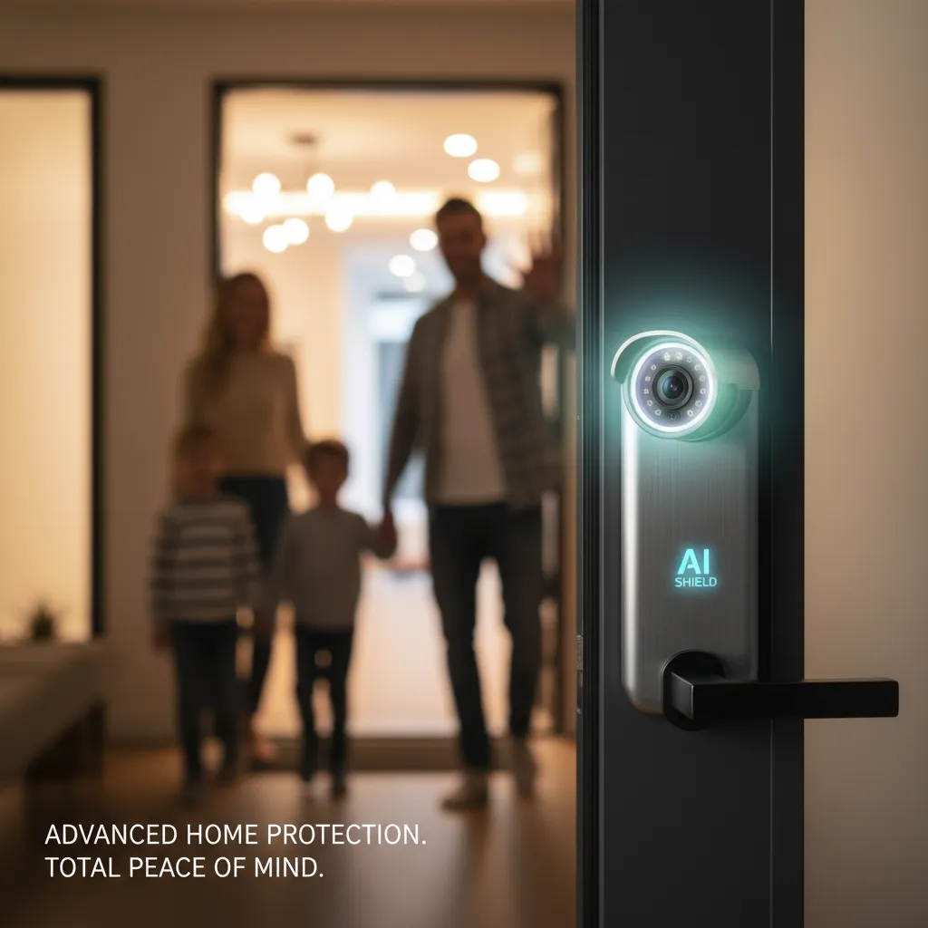 AI security camera monitoring home entrance