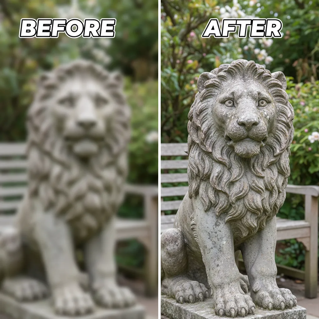 Before and after comparison of AI image enhancement