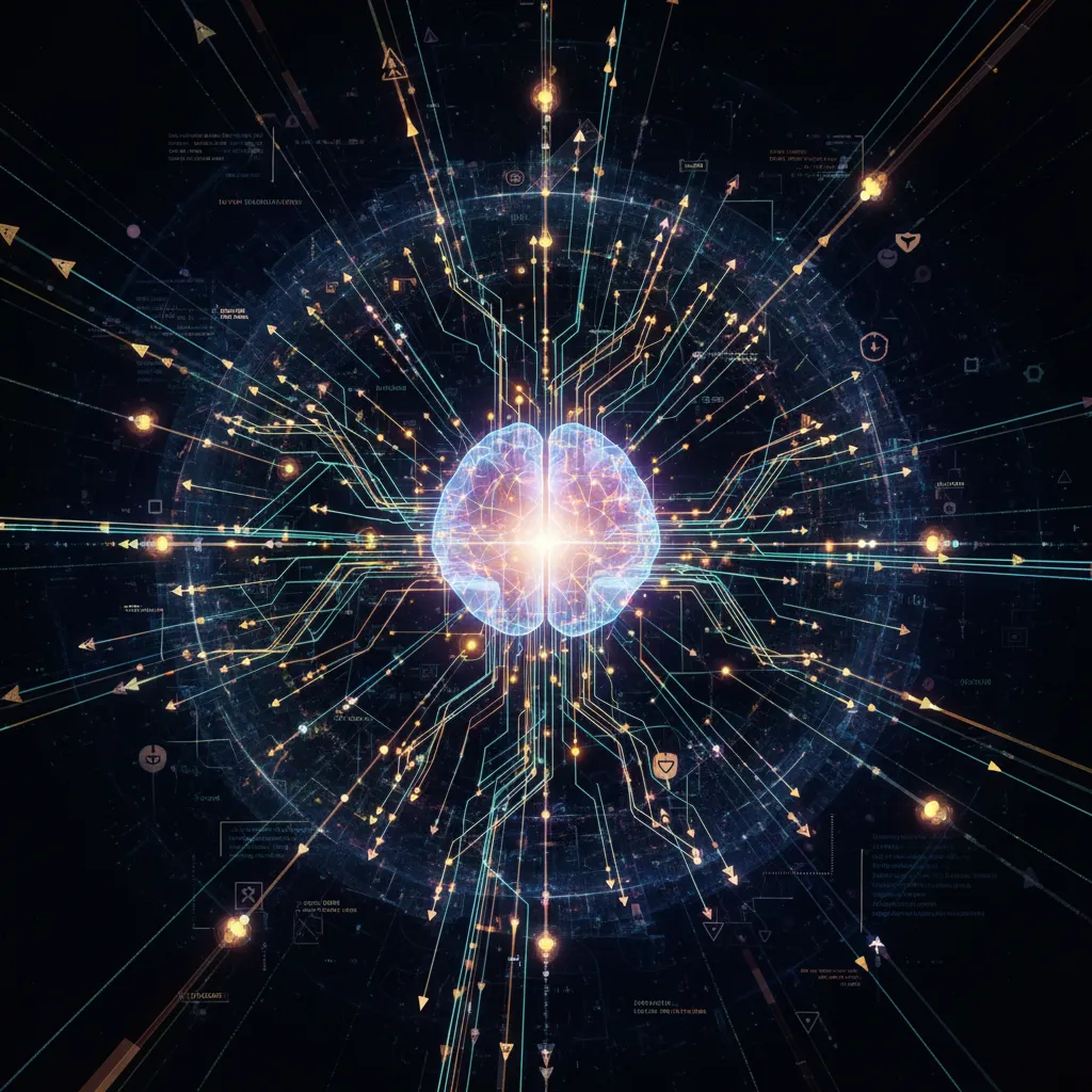 Abstract AI investment network with digital brain