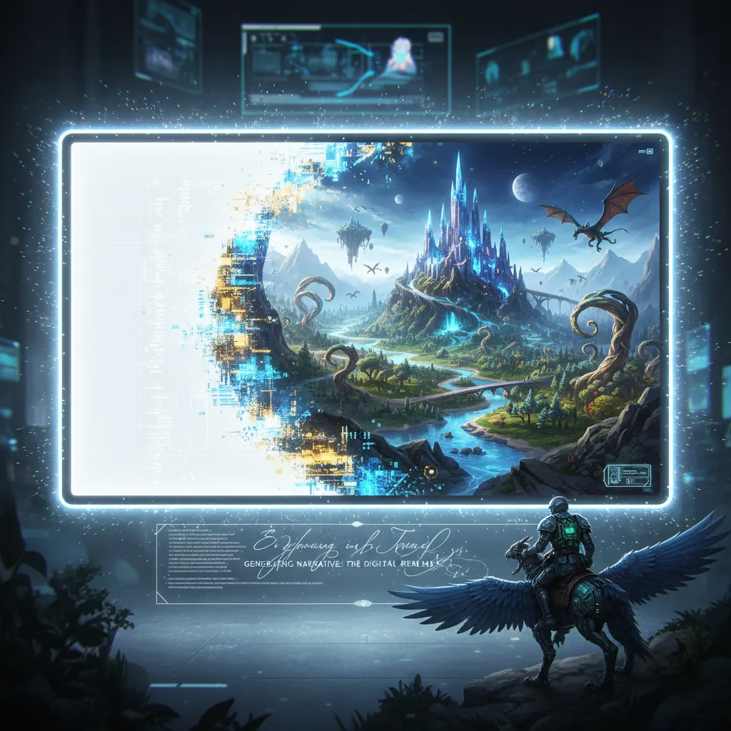 AI transforming a blank canvas into a fantasy landscape