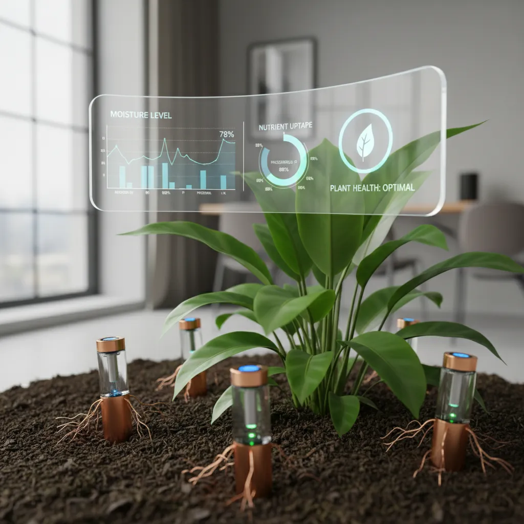 AI-powered soil sensors with data visualization on screen