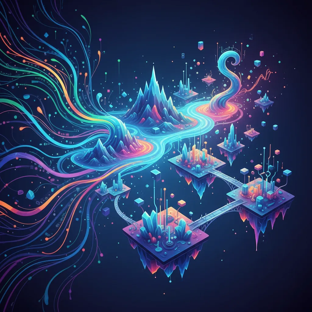 Abstract depiction of AI generating game environments