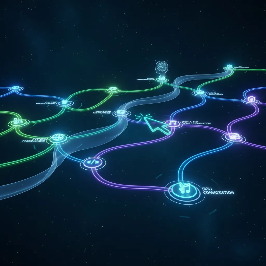 Abstract visualization of AI-guided personalized learning pathway.