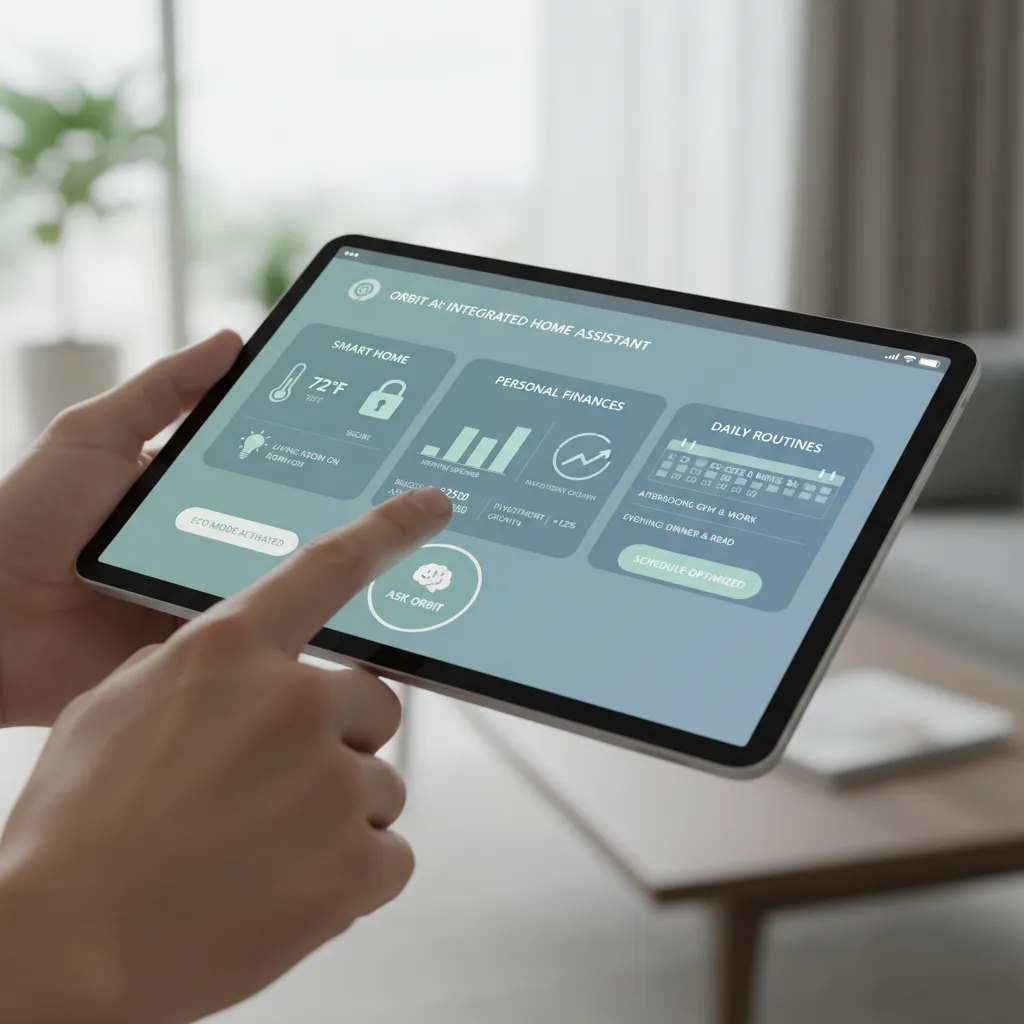 Hand interacting with AI smart device