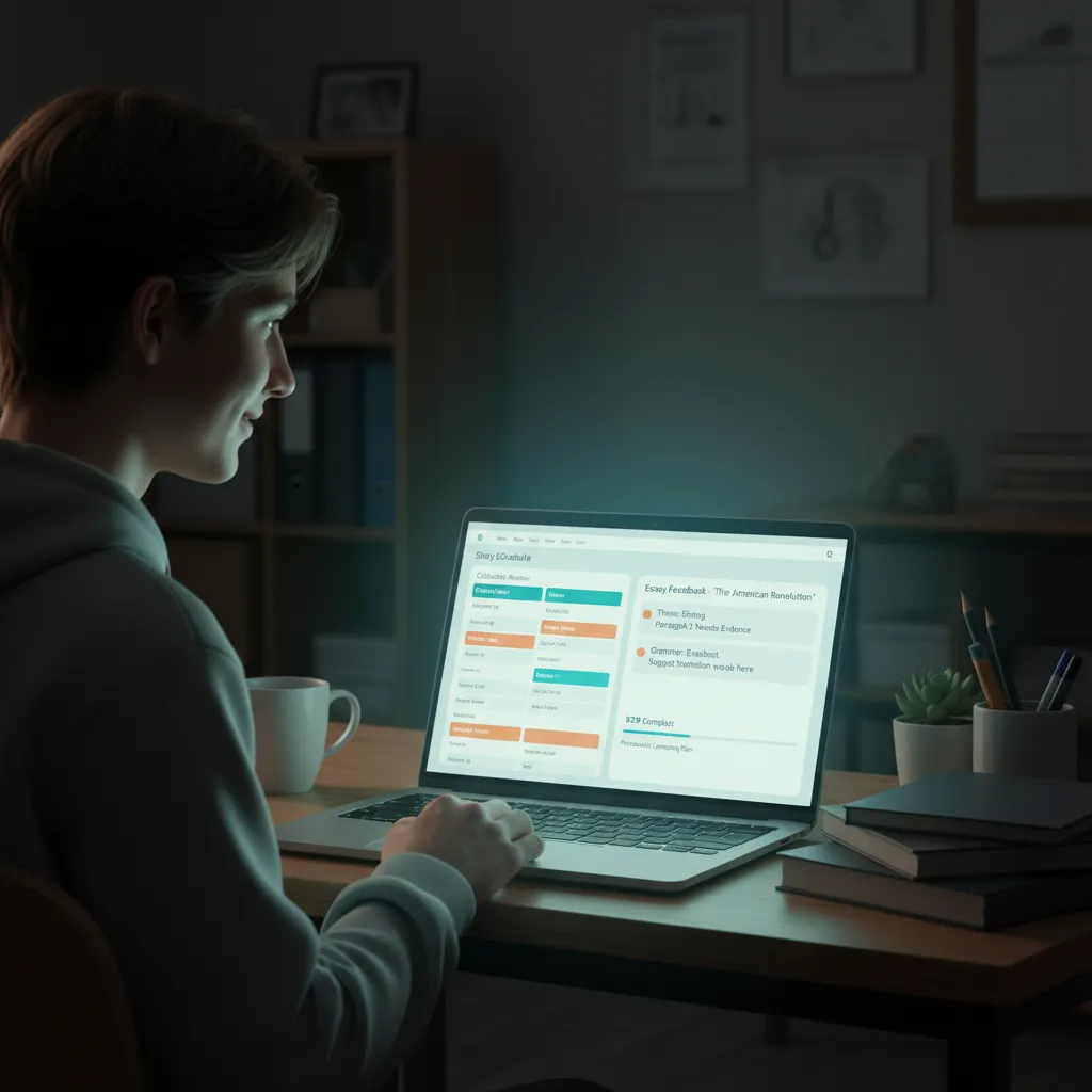 Student with AI study schedule and feedback