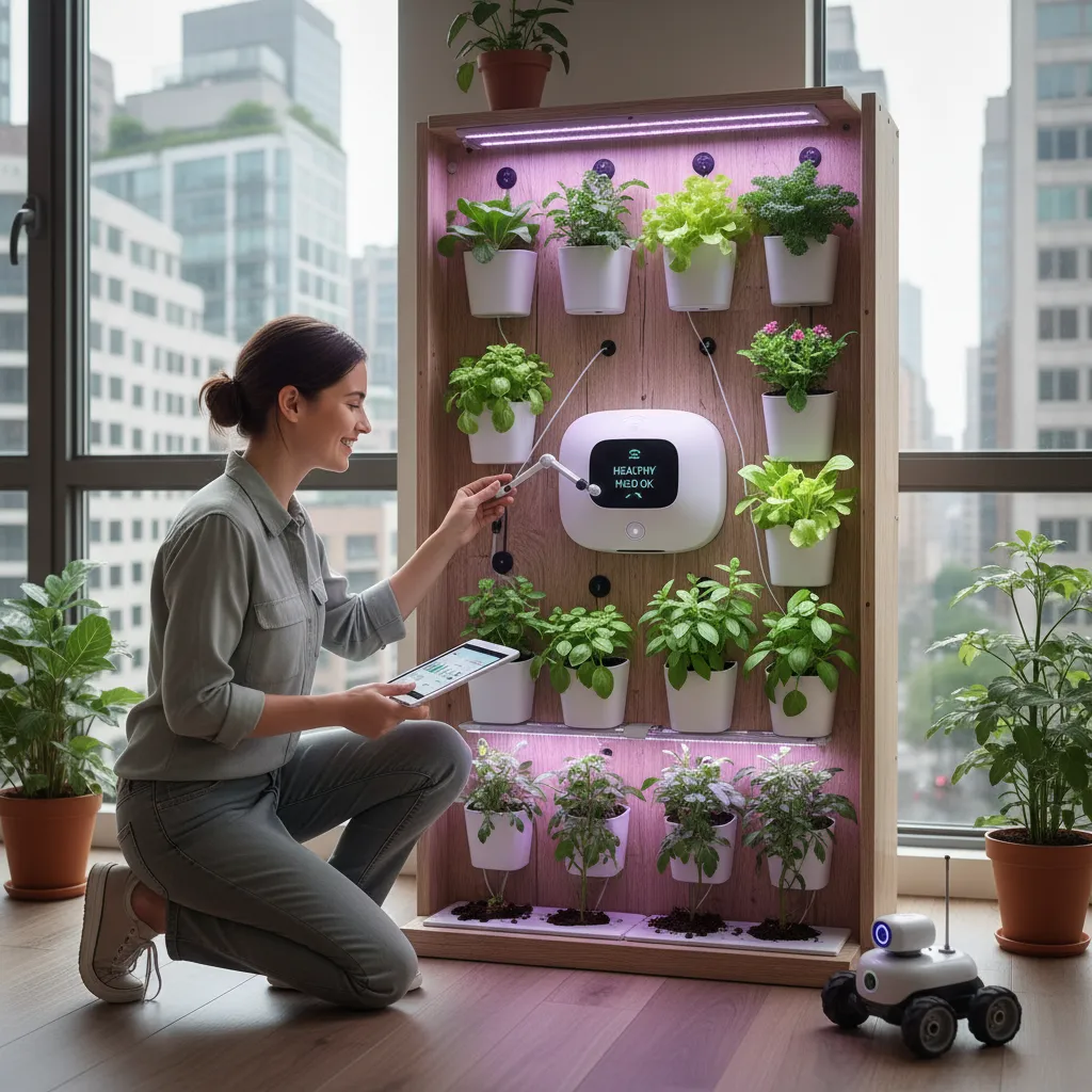 AI assisting with indoor vertical gardening