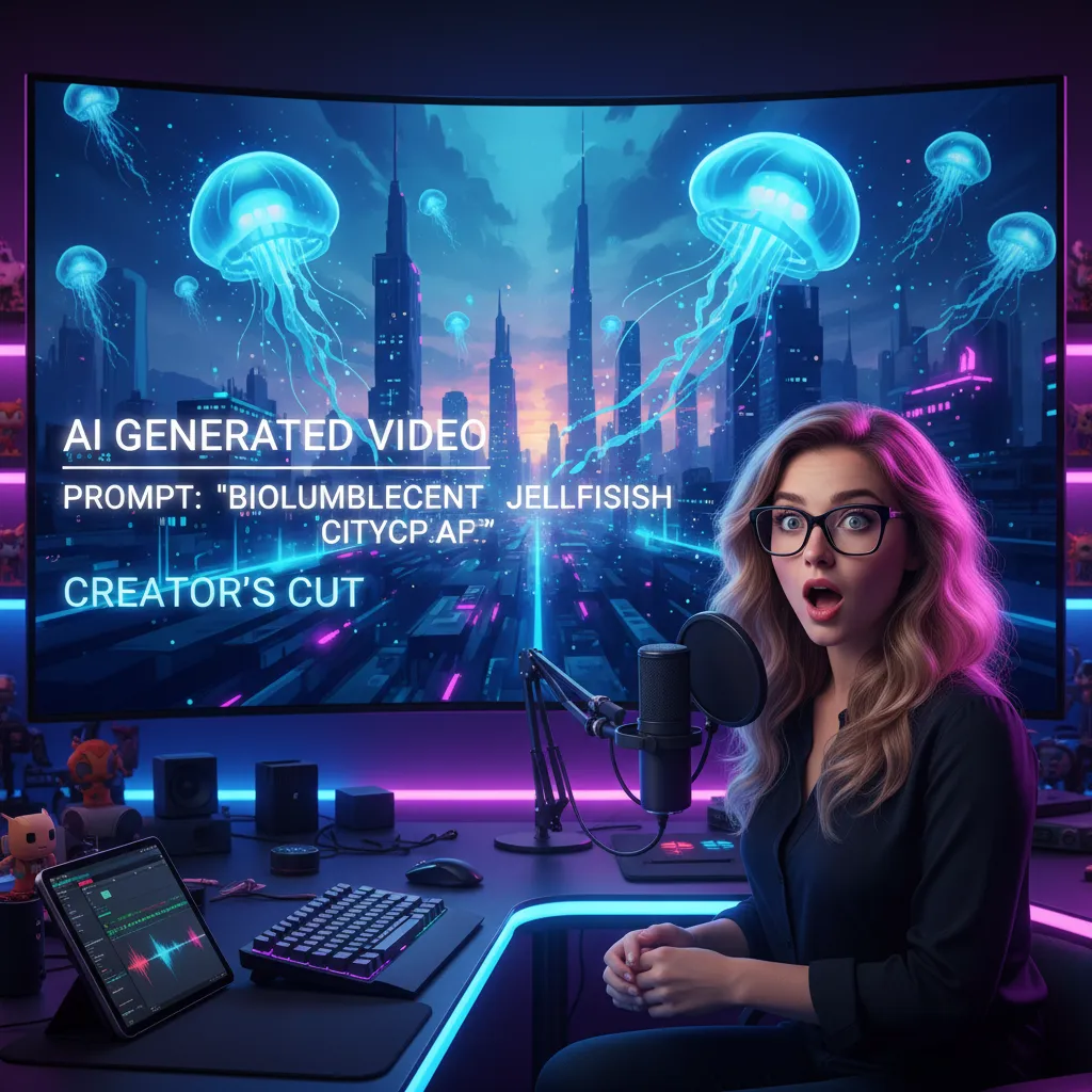 Content creator reviewing AI generated video