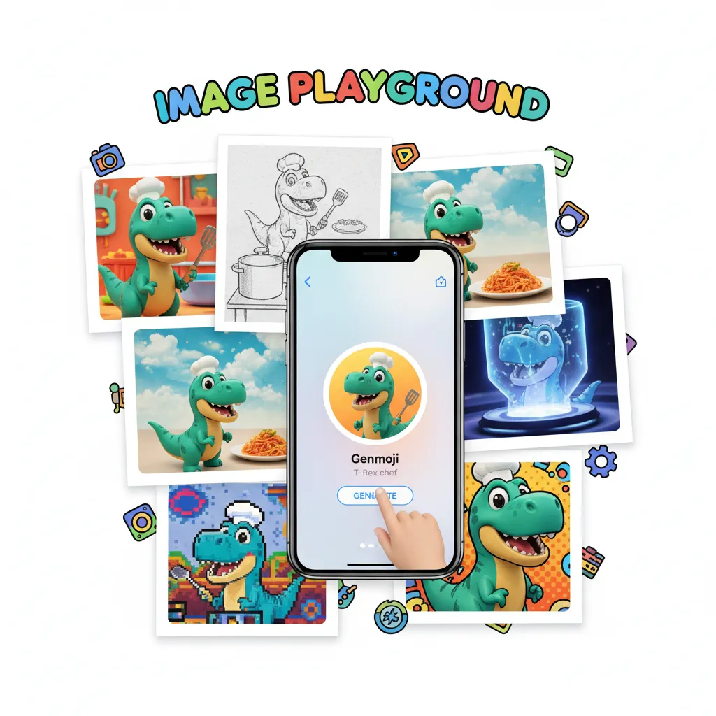 A user creating a custom Genmoji of a dog wearing sunglasses using Apple's Image Playground AI tool.