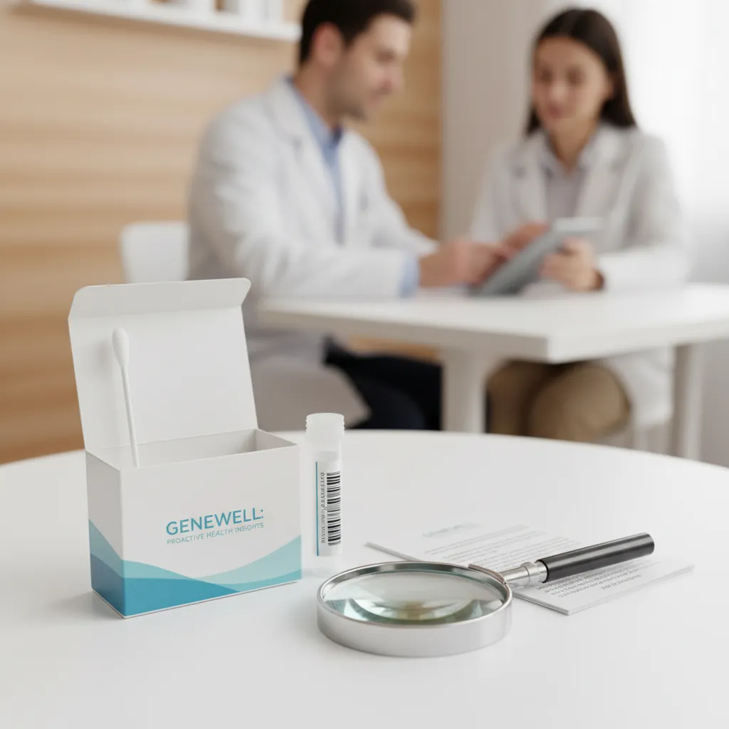 At-home DNA testing kit with swab for preventive health.