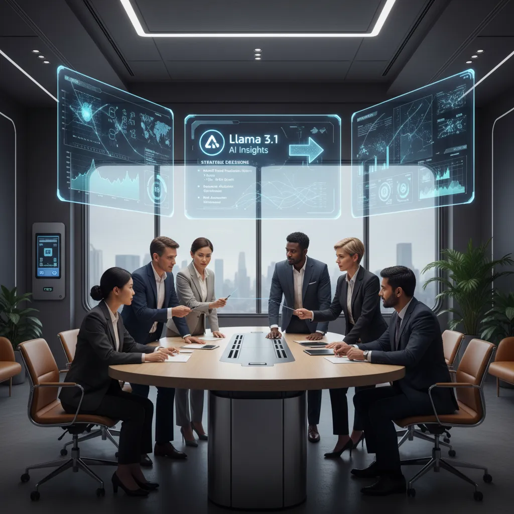 Business team using Llama 3.1 insights for strategic decisions