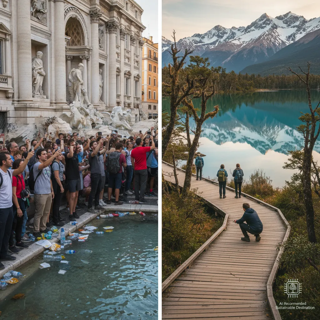 Comparison of crowded vs AI-recommended sustainable travel spots