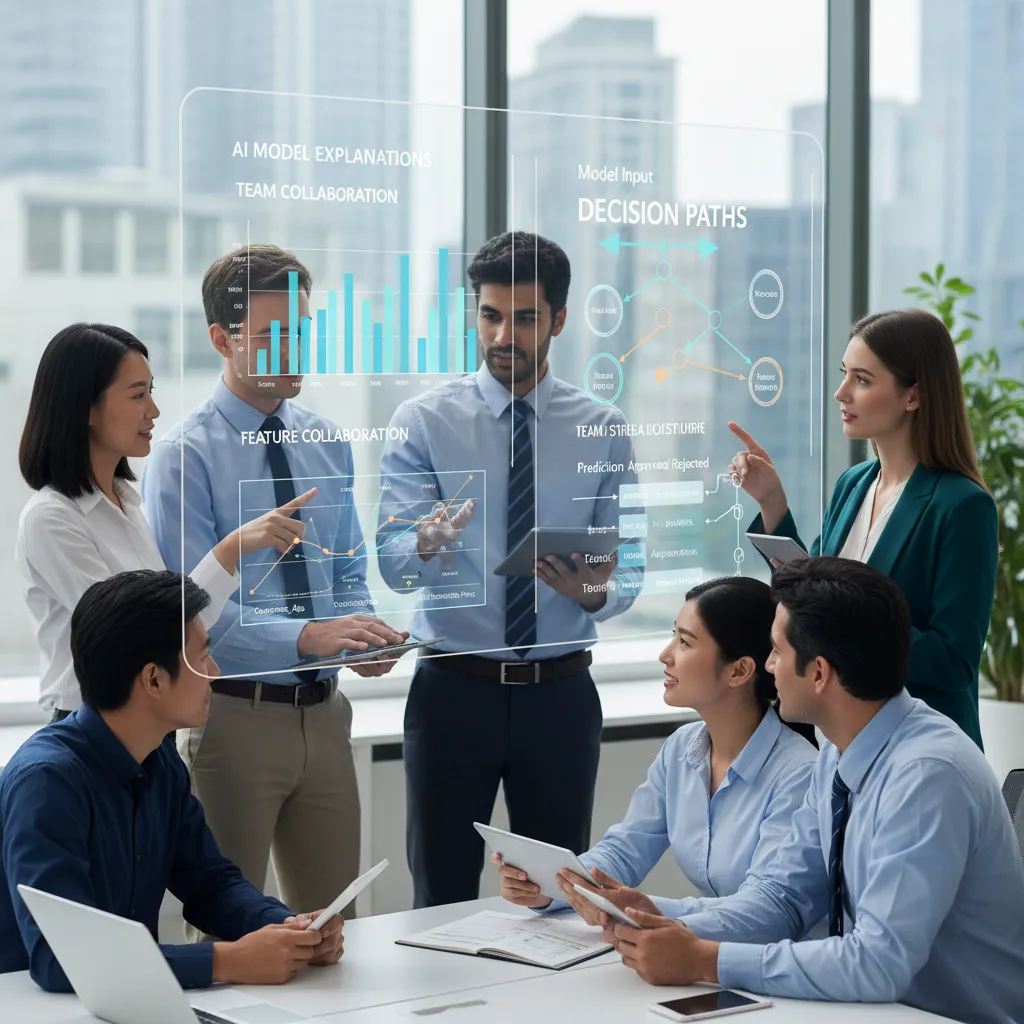 Data scientists analyzing XAI dashboard for model insights