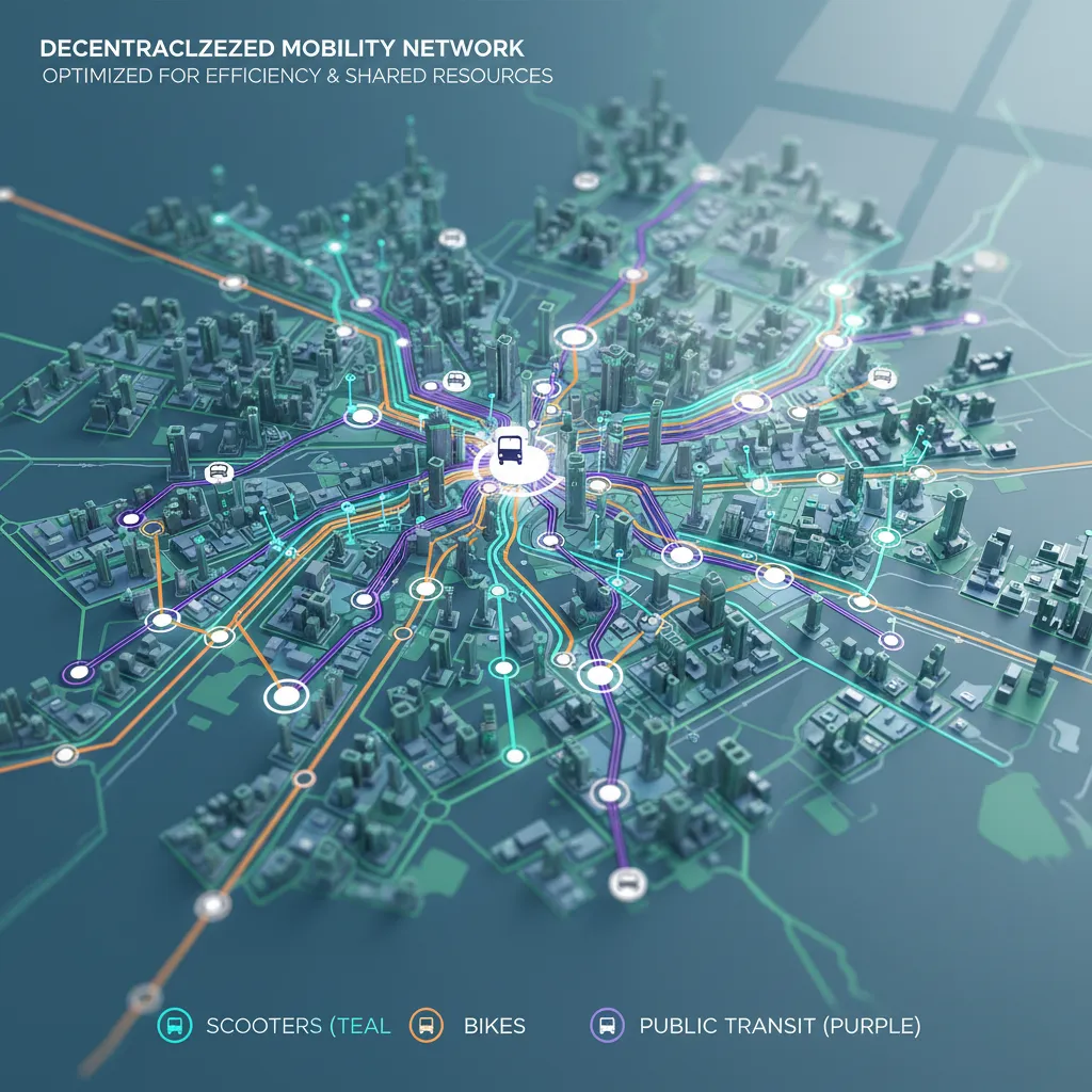 City map showing decentralized mobility network