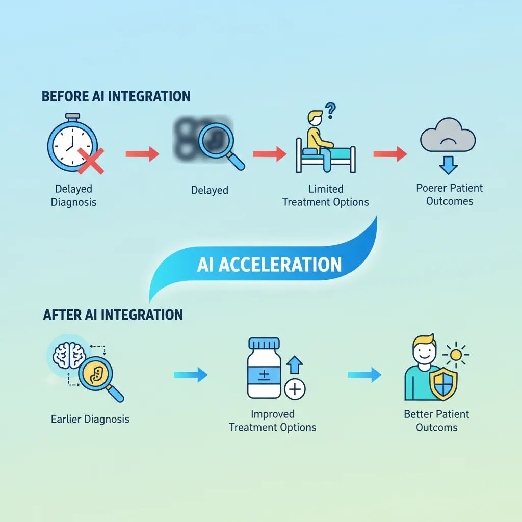 Infographic showing AI impact on disease detection timeline
