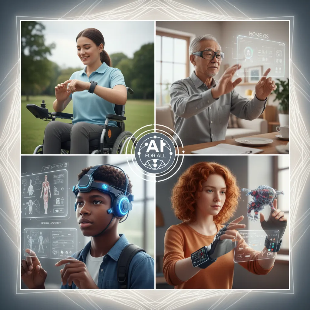 Diverse individuals using various wearable AI devices