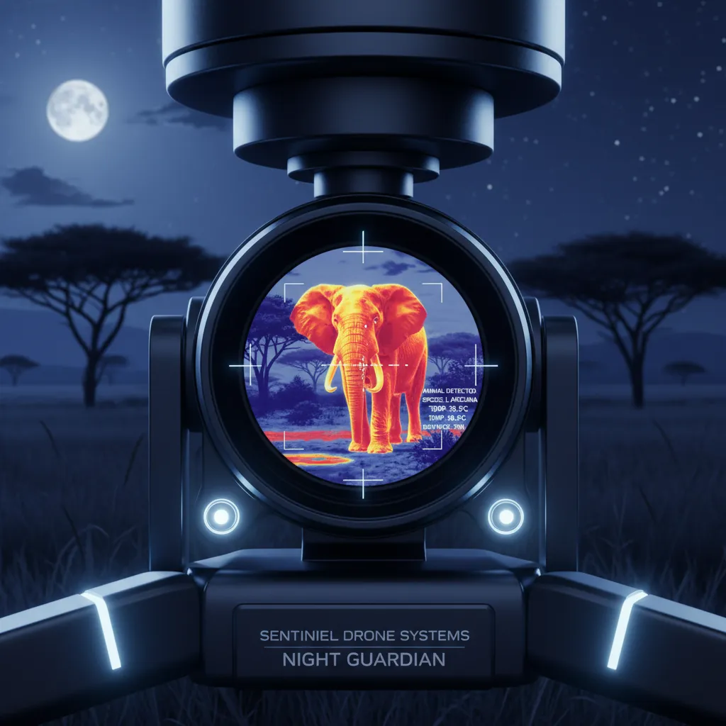 Thermal imagery from drone detecting rhino at night