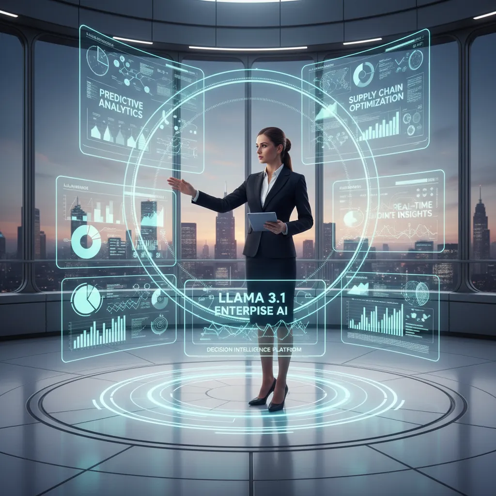 Business executive analyzing data visualizations from Llama 3.1 AI