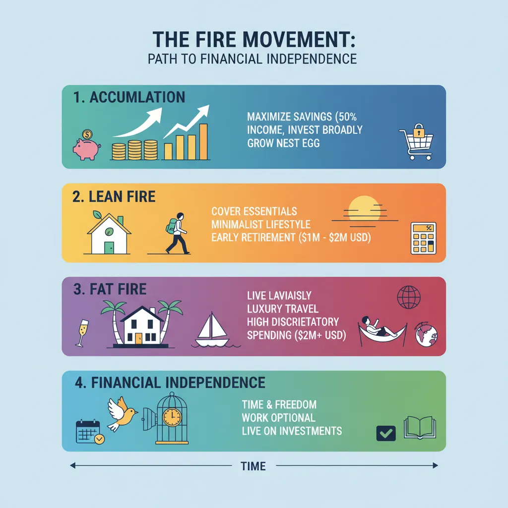 Infographic showing FIRE movement stages