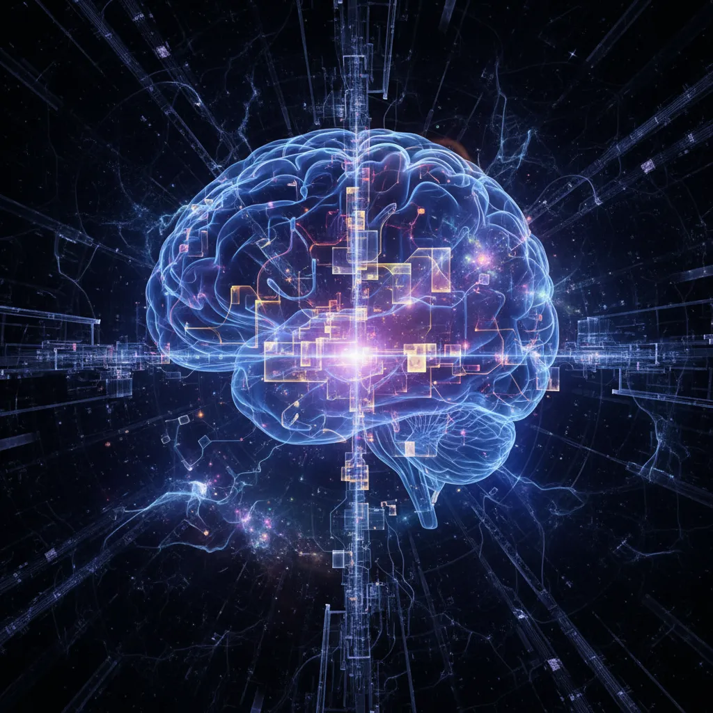 Abstract visualization of brain activity during a flow state.