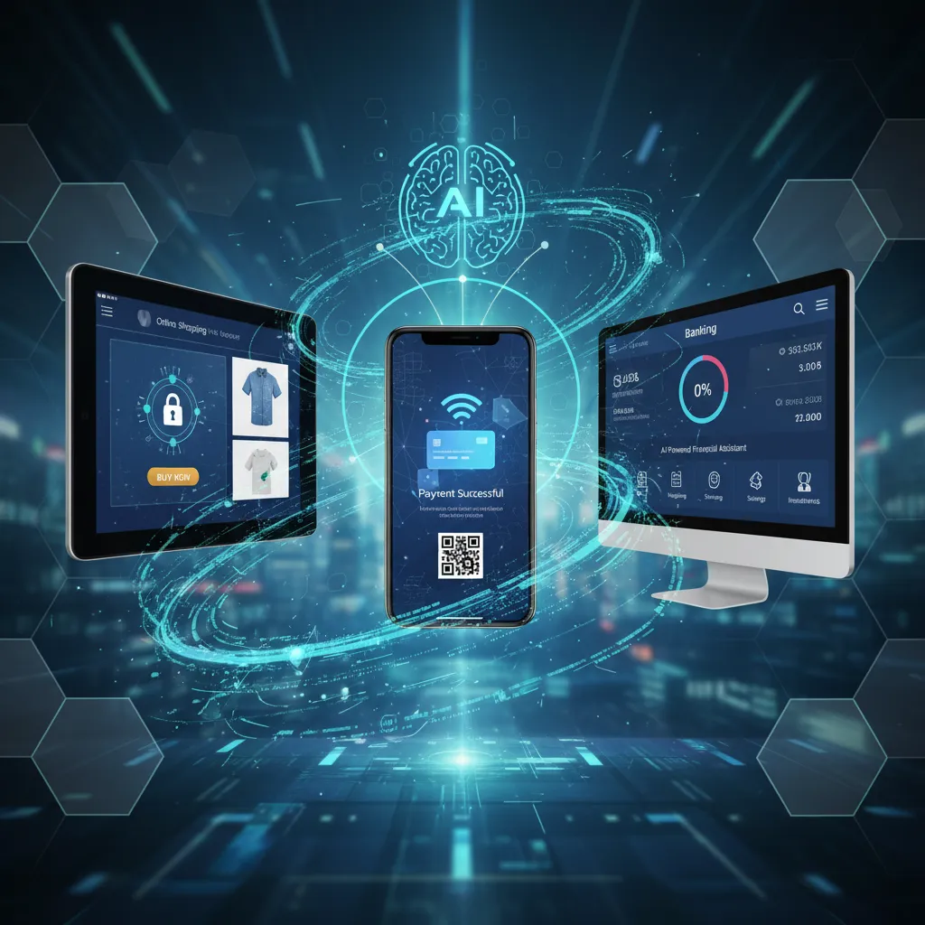 Everyday financial transactions enhanced by AI technology.