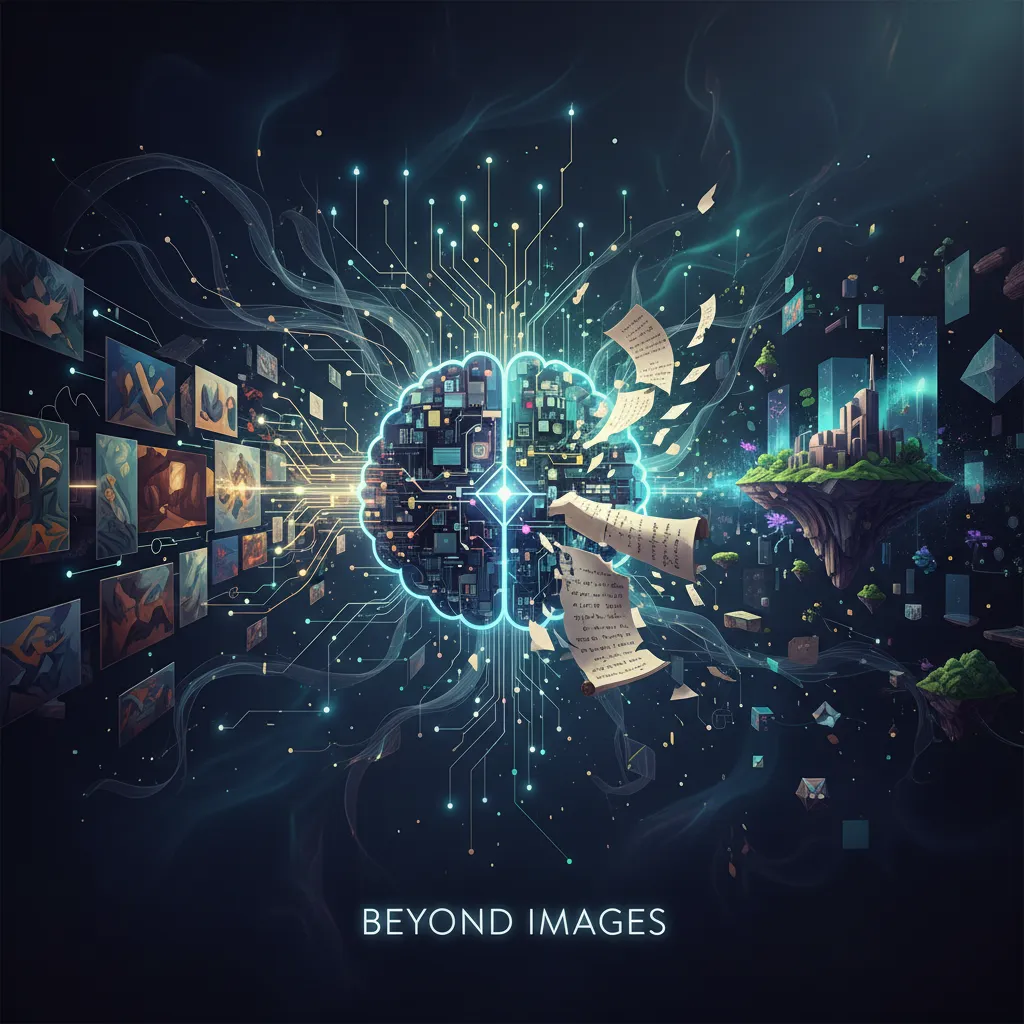 Abstract neural network with creative outputs like paintings and 3D elements