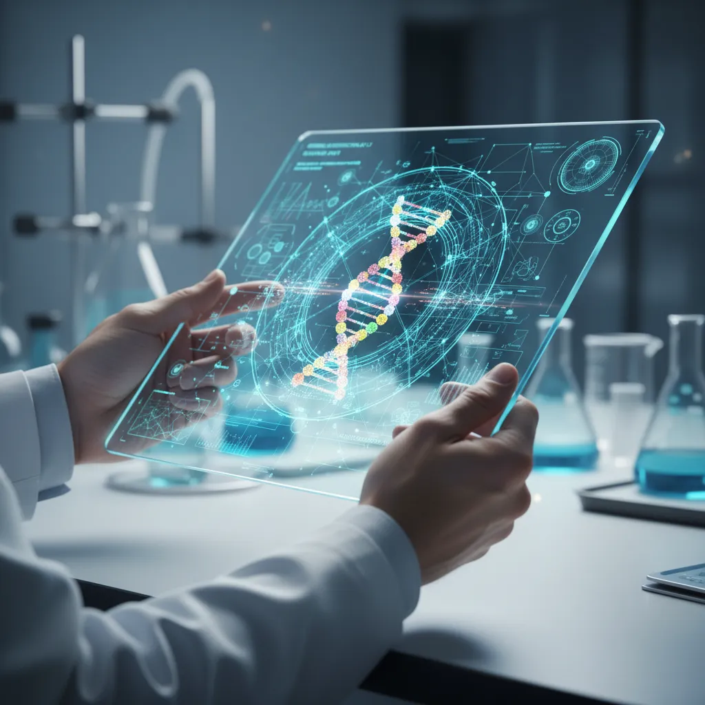 AI analyzing genomic data for personalized longevity