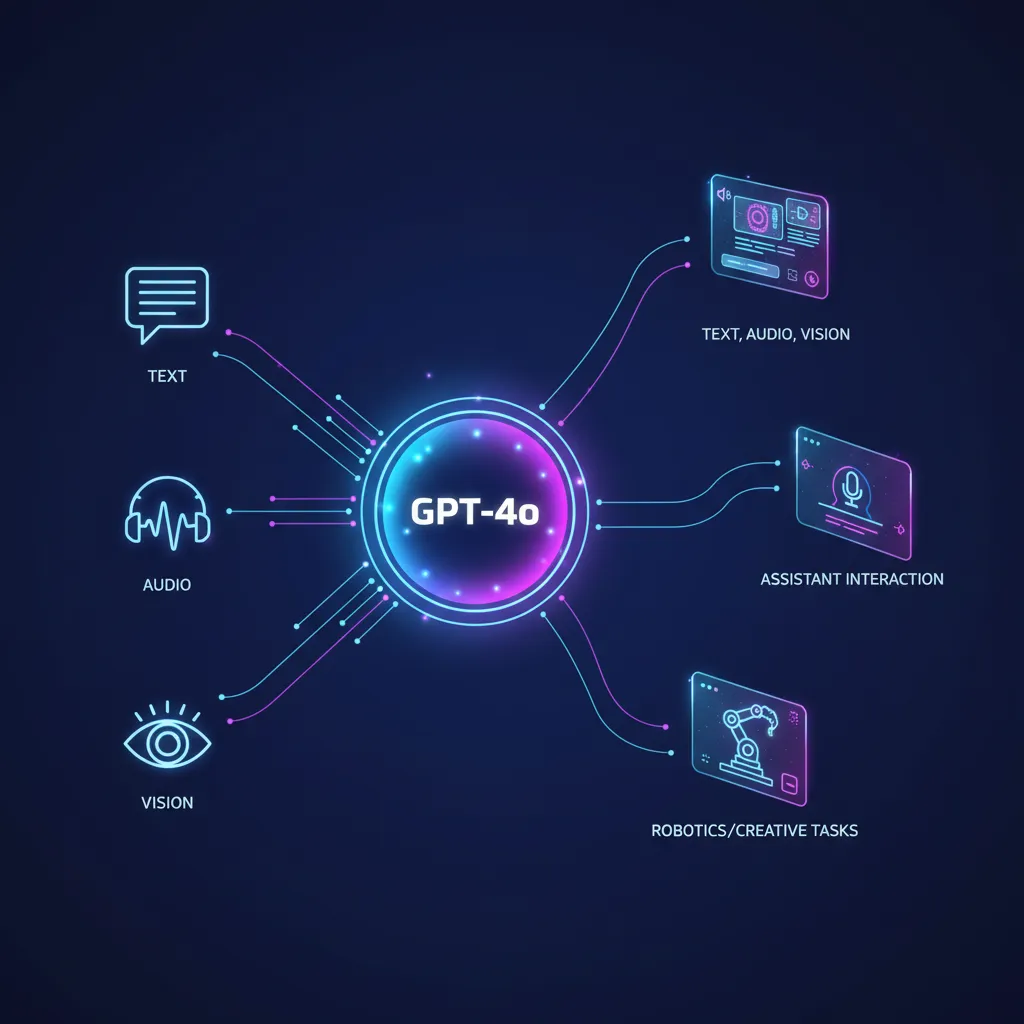 Diagram showing the multimodal inputs and outputs of the GPT-4o AI model.