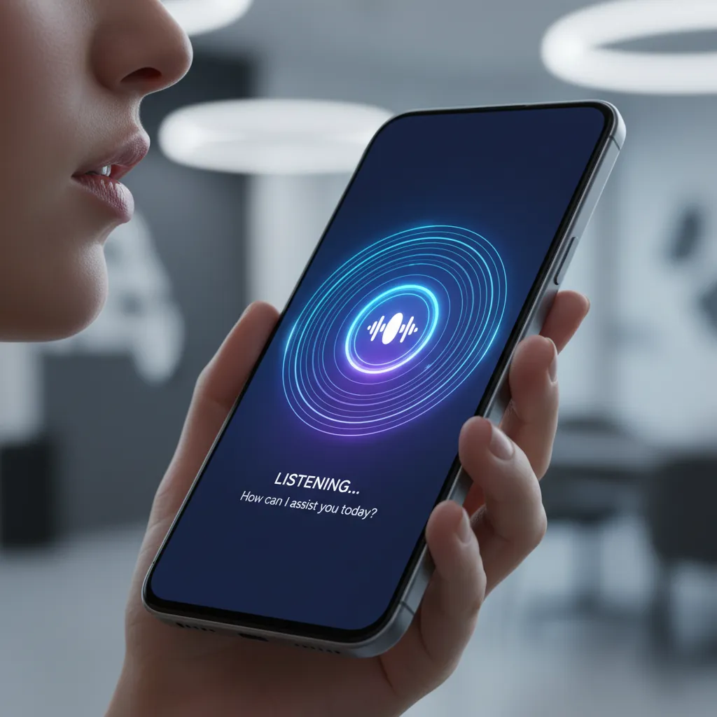 A user having a seamless, real-time voice conversation with the AI assistant on their phone.