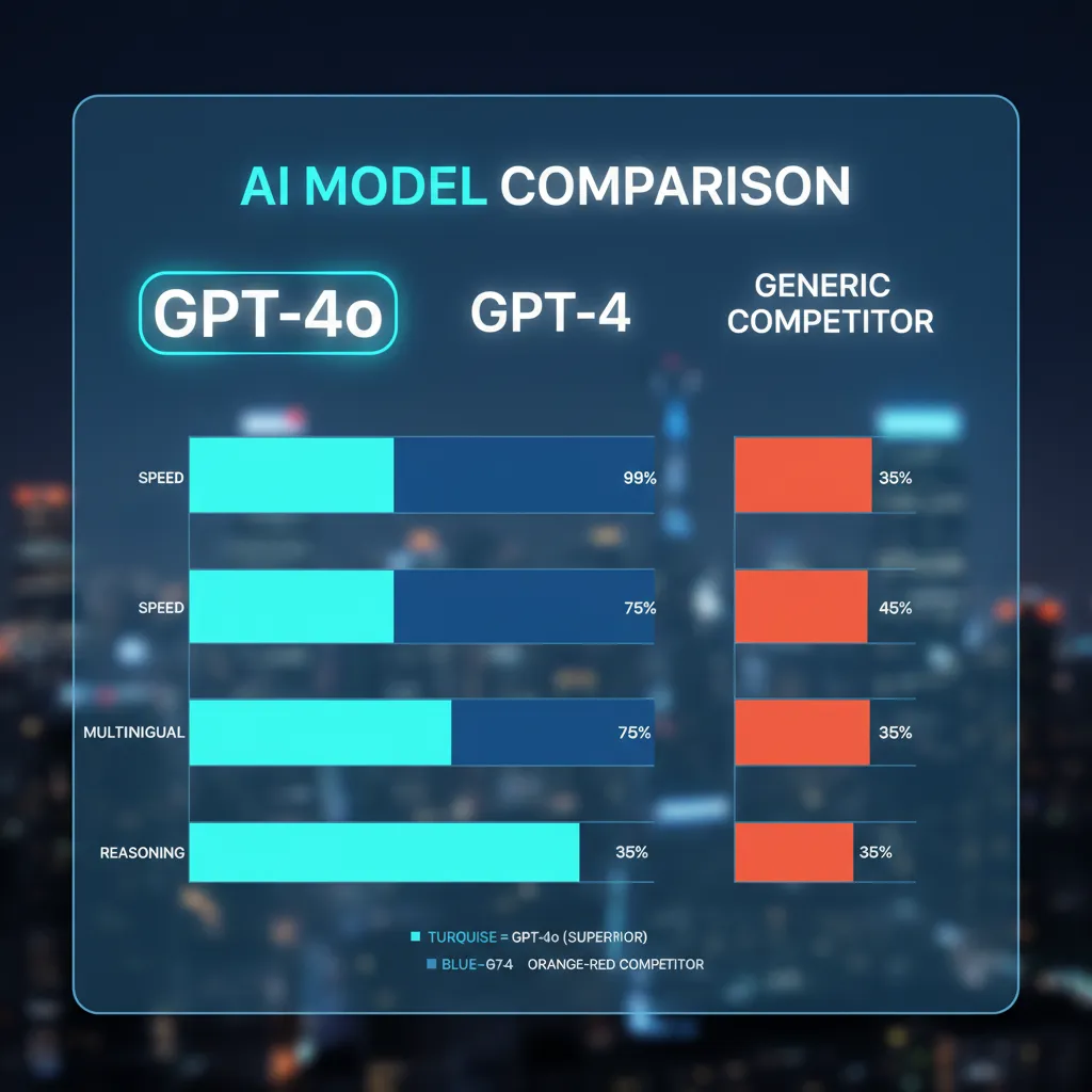 A split-screen comparison showing the performance metrics of GPT-4o versus other AI models.