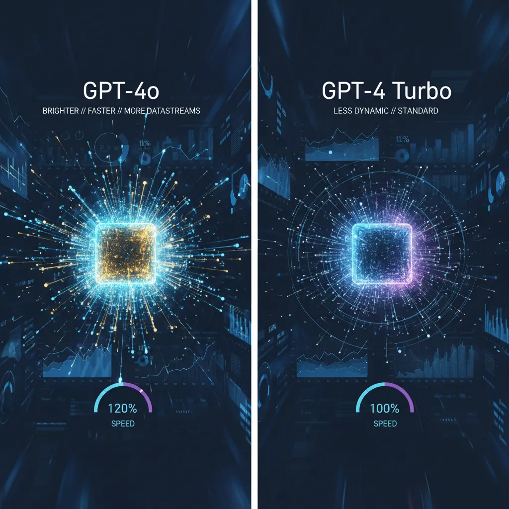 Infographic comparing the speed and performance of GPT-4o against GPT-4 Turbo.