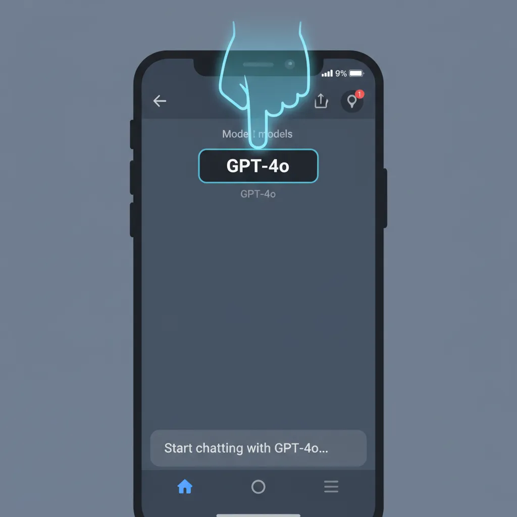 A clear, step-by-step visual guide on how to select and use the GPT-4o model within the ChatGPT application.