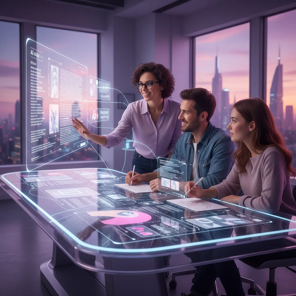 Team collaborating with AI creative tools