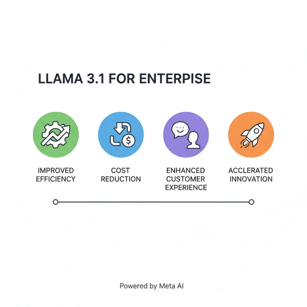 Infographic showing benefits of Llama 3.1 for businesses.