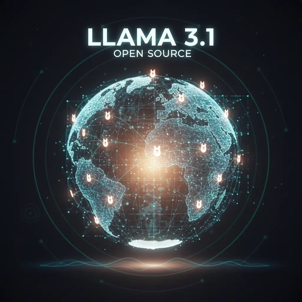 Conceptual image of a globe representing Llama 3.1 open-source community.