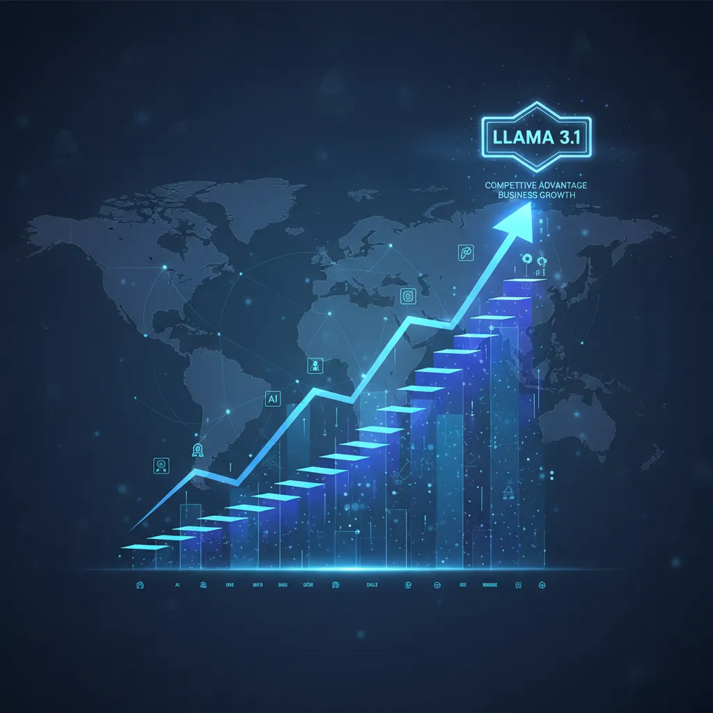 Growth chart with digital elements showing scalable business impact of Llama 3.1.