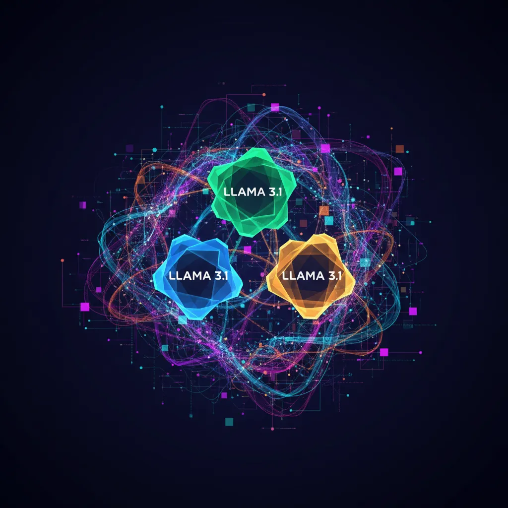 Abstract depiction of large language models exchanging data.