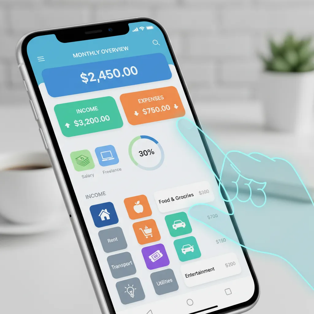 A close-up of a user-friendly mobile budgeting app interface.