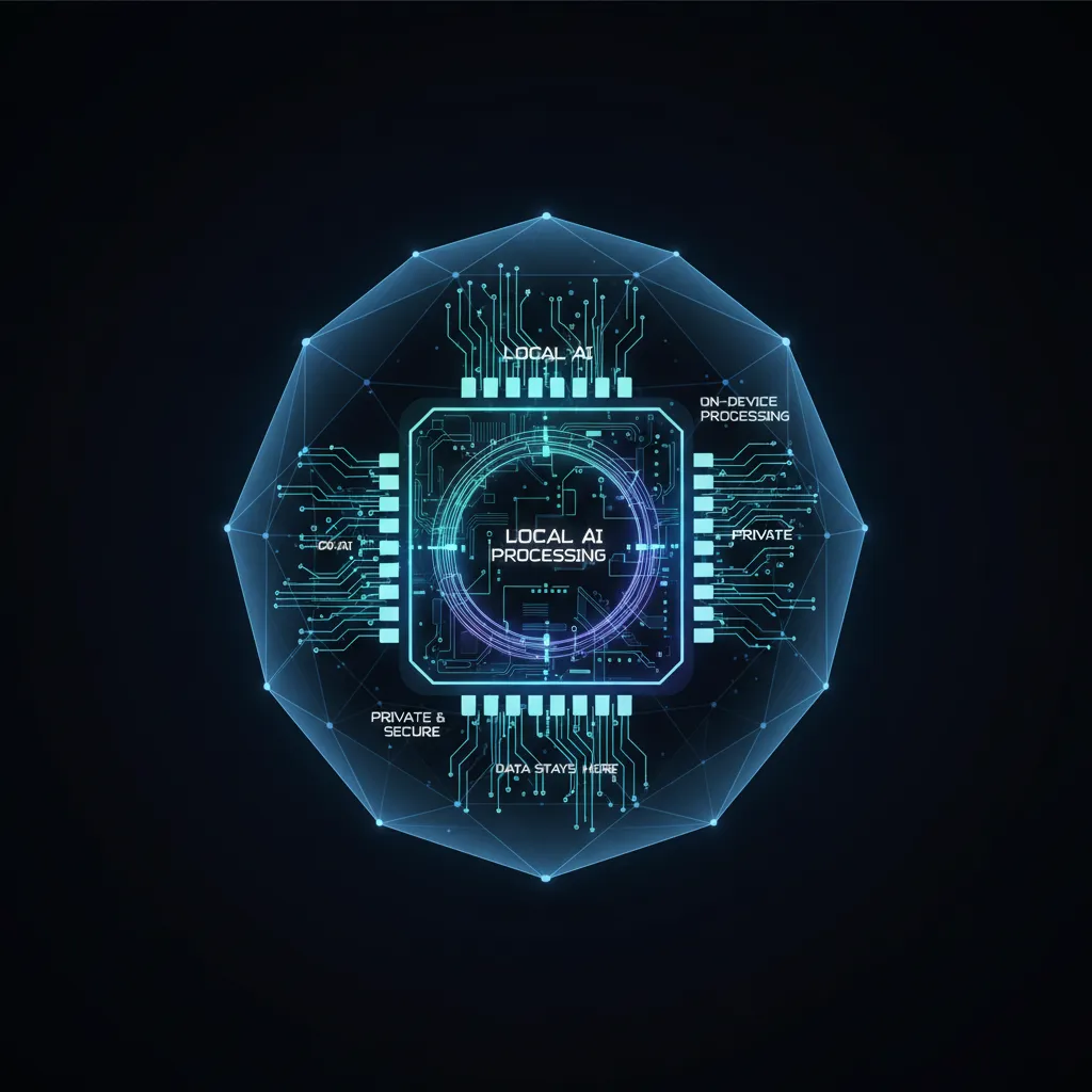 Abstract depiction of secure on-device AI processing