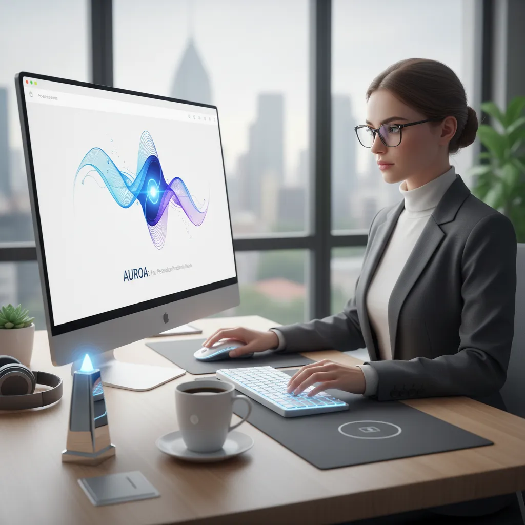 Professional working with AI personal assistant for focused tasks